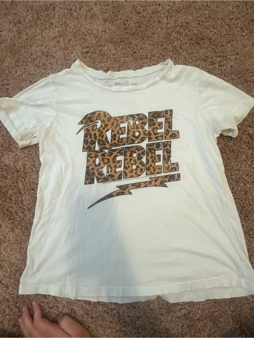 Original Retro Brand White Tee with Leopard 'Rebel Rebel' Graphic